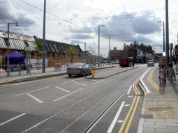 The platforms from the trams to Nottingham side