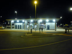 Looking towards the end of the line at night