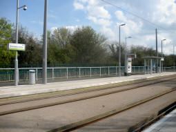 The platform for trams to Clifton South from the other platform
