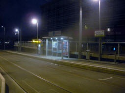 The platform for trams to Beeston and Nottingham from by the other platform