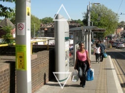 Looking down the platform with the one ticket machine in view