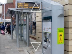Ticket Machine/Help Point/Passenger Information Display unit as will (I believe) be found at most stops on phase two, seen here on the platform for trams to Station Street