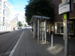 The platform for trams to Hucknall or Phoenix Park