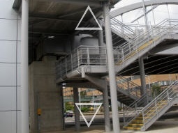 The lift and stairs on the other side of the A52 from the stop