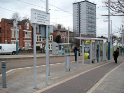 The platforms, with the nearest one for trams to City Centre (but not Station Street, contrary to the sign, as that closed years ago)